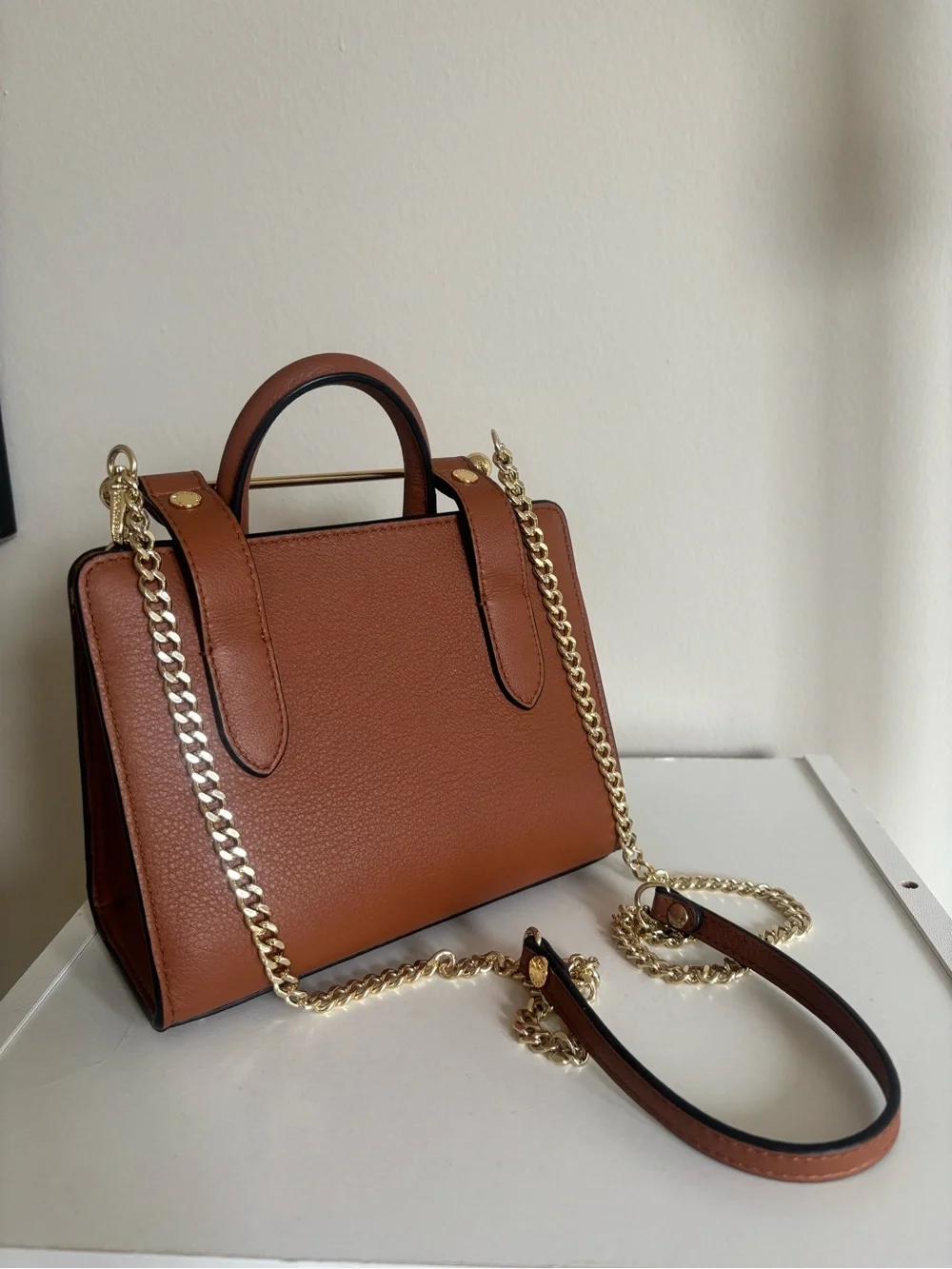 Strathberry Nano Tote in Chestnut w/ Crossbody Strap, Dust Bag, Auth Card & Box - Picture 3 of 9
